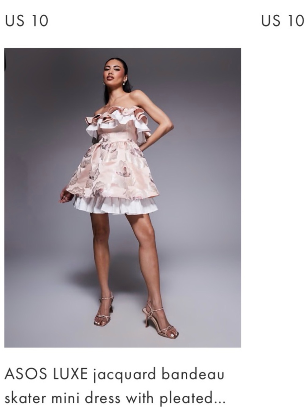 ASOS Pink Floral Jacquard Ruffle Bandeau Mini Dress